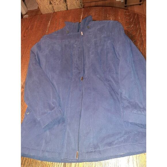 Large London Fog Blue Long Sleeve Front Zip Jacket Coat Drawstring Waist No Hood - Picture 1 of 7